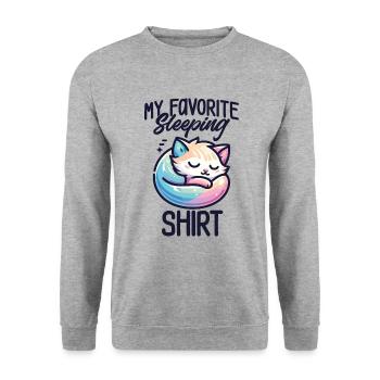 Kitten Sleep Humor Gift Pajamas Lazy - Unisex Sweatshirt - salt & pepper - Front - Alina (178cm) & Michal (187cm)