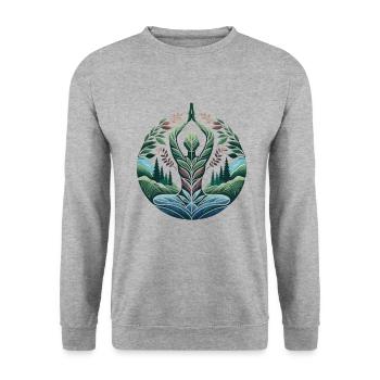 Idée Cadeau Yoga Méditation Nature Cool - Sweat-shirt Unisexe - gris chiné - Devant - Alina (178cm) & Michal (187cm)