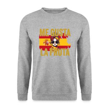Ich mag das Frucht-Meme Spanien-Flagge ayarez - Unisex Pullover - Weißgrau meliert - Vorne - Alina (178cm) & Michal (187cm)