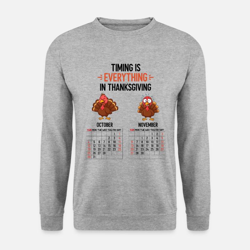 Thanksgiving Timing - Unisex Pullover - Weißgrau meliert
