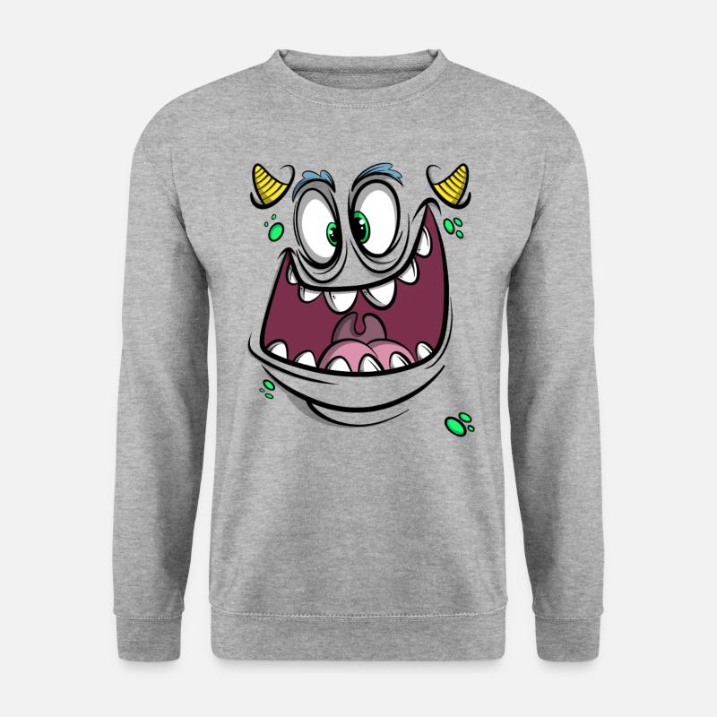Monster Gesicht - Unisex Pullover - Weißgrau meliert