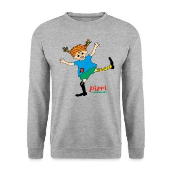 Pippi Longstocking Pippi Dances The Way She Likes - Unisex Sweatshirt - salt & pepper - Front - Alina (178cm) & Michal (187cm)