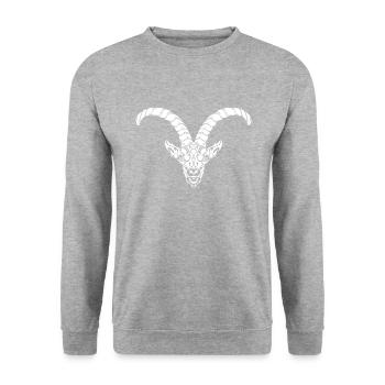 Steinbock - Unisex Pullover - Weißgrau meliert - Vorne - Alina (178cm) & Michal (187cm)