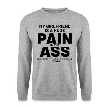 My Girlfriend Is A Huge Pain - Girlfriend Funny Gi - Unisex Sweatshirt - salt & pepper - Front - Alina (178cm) & Michal (187cm)