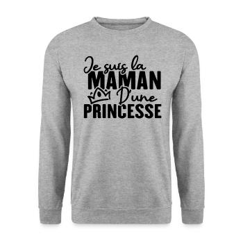 Je suis la maman d une princesse - Sweat-shirt Unisexe - gris chiné - Devant - Alina (178cm) & Michal (187cm)