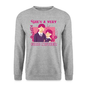 She is a very good mother - Mother Day - Unisex Pullover - Weißgrau meliert - Vorne - Alina (178cm) & Michal (187cm)