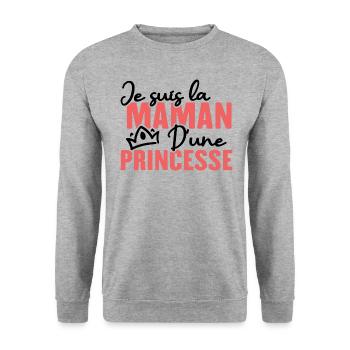 Je suis la maman d une princesse - Sweat-shirt Unisexe - gris chiné - Devant - Alina (178cm) & Michal (187cm)