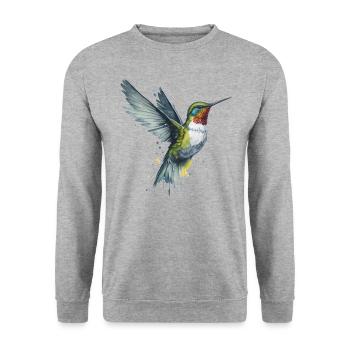 Graceful Hummingbird in Watercolor - Unisex Sweatshirt - salt & pepper - Front - Alina (178cm) & Michal (187cm)