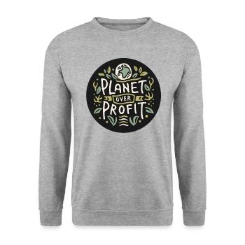 Planet over profit sauver la planète - Sweat-shirt Unisexe - gris chiné - Devant - Alina (178cm) & Michal (187cm)