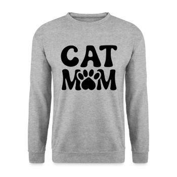 MOM MAMA MOMMY CATS PUSSY MEOW HANGOVER SAYING MOTIF - Unisex Sweatshirt - salt & pepper - Front - Alina (178cm) & Michal (187cm)