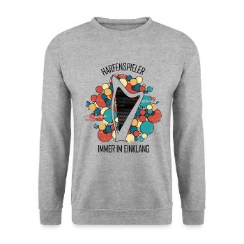 Harfe Geschenk Musikinstrument Musiker Zupfen - Unisex Pullover - Weißgrau meliert - Vorne - Alina (178cm) & Michal (187cm)