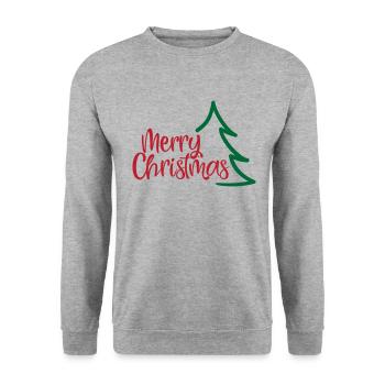 Merry Christmas - Unisex Pullover - Weißgrau meliert - Vorne - Alina (178cm) & Michal (187cm)