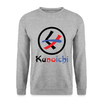 Female Ninja Kunoichi くノ一 - Unisex Sweatshirt - salt & pepper - Front - Alina (178cm) & Michal (187cm)