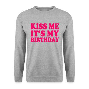kiss me it's my birthday - Unisex Sweatshirt - salt & pepper - Front - Alina (178cm) & Michal (187cm)