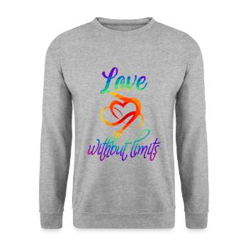 Homo Love Without Limits - LGBT Gift Gay Pride - Unisex Sweatshirt - salt & pepper - Front - Alina (178cm) & Michal (187cm)