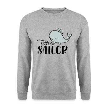 PETIT MARIN BALEINE MARINS BALEINES CAPITAINE MOTIF - Sweat-shirt Unisexe - gris chiné - Devant - Alina (178cm) & Michal (187cm)