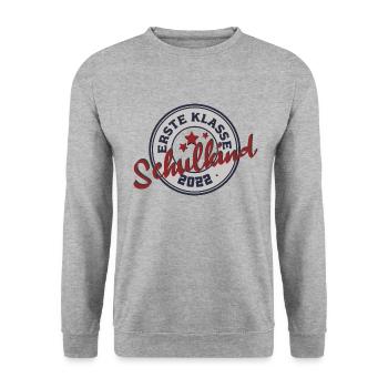 Kinder Schulkind 2022 Erste Klasse Einschulung - Unisex Pullover - Weißgrau meliert - Vorne - Alina (178cm) & Michal (187cm)
