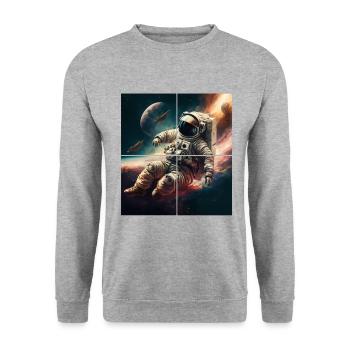 Astronaut in Space - Unisex Sweatshirt - salt & pepper - Front - Alina (178cm) & Michal (187cm)