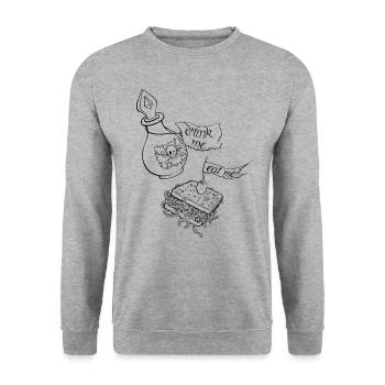 eat me drink me - Unisex Pullover - Weißgrau meliert - Vorne - Alina (178cm) & Michal (187cm)