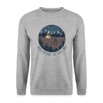 Adventure Is Calling, Outdoor, Mountain Themed - Unisex Sweatshirt - salt & pepper - Front - Alina (178cm) & Michal (187cm)