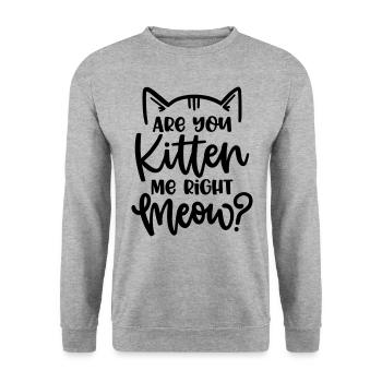 BIST MEIN KITTEN MIAU KATZE LUSTIG SPRUCH MOTIVE - Unisex Sweatshirt - salt & pepper - Front - Alina (178cm) & Michal (187cm)