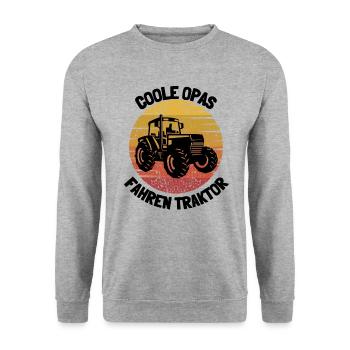 Traktor Opa - Unisex Pullover - Weißgrau meliert - Vorne - Alina (178cm) & Michal (187cm)