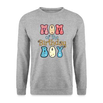 Mama des Geburtstagskindes, Geburtstagsgeschenk - Unisex Pullover - Weißgrau meliert - Vorne - Alina (178cm) & Michal (187cm)