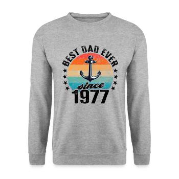 Bester Papa der Welt seit 1977 Vatertag - Unisex Pullover - Weißgrau meliert - Vorne - Alina (178cm) & Michal (187cm)