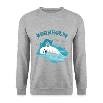 Bornholm Holiday Phoque de l’île de la mer Baltique - Sweat-shirt Unisexe - gris chiné - Devant - Alina (178cm) & Michal (187cm)