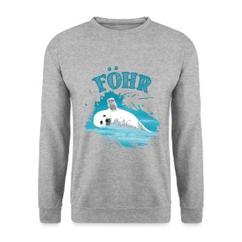 Föhr Urlaub Nordsee Insel Robbe Seehund - Unisex Pullover - Weißgrau meliert - Vorne - Alina (178cm) & Michal (187cm)