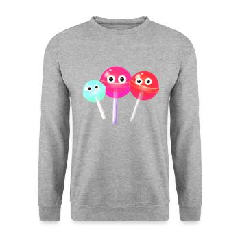 Lutscher,lollies, Familie, Süßigkeiten - Unisex Pullover - Weißgrau meliert - Vorne - Alina (178cm) & Michal (187cm)
