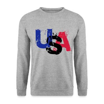 USA - Sweat-shirt Unisexe - gris chiné - Devant - Alina (178cm) & Michal (187cm)