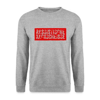 Rassistische Kackscheisse - Unisex Pullover - Weißgrau meliert - Vorne - Alina (178cm) & Michal (187cm)