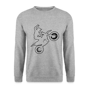 Motocross Dirt Biker Dirt Bike Supermoto - Unisex Sweatshirt - salt & pepper - Front - Alina (178cm) & Michal (187cm)