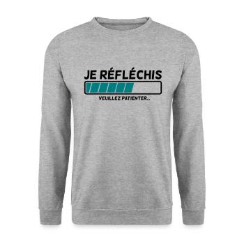 I'm thinking - Unisex Sweatshirt - salt & pepper - Front - Alina (178cm) & Michal (187cm)