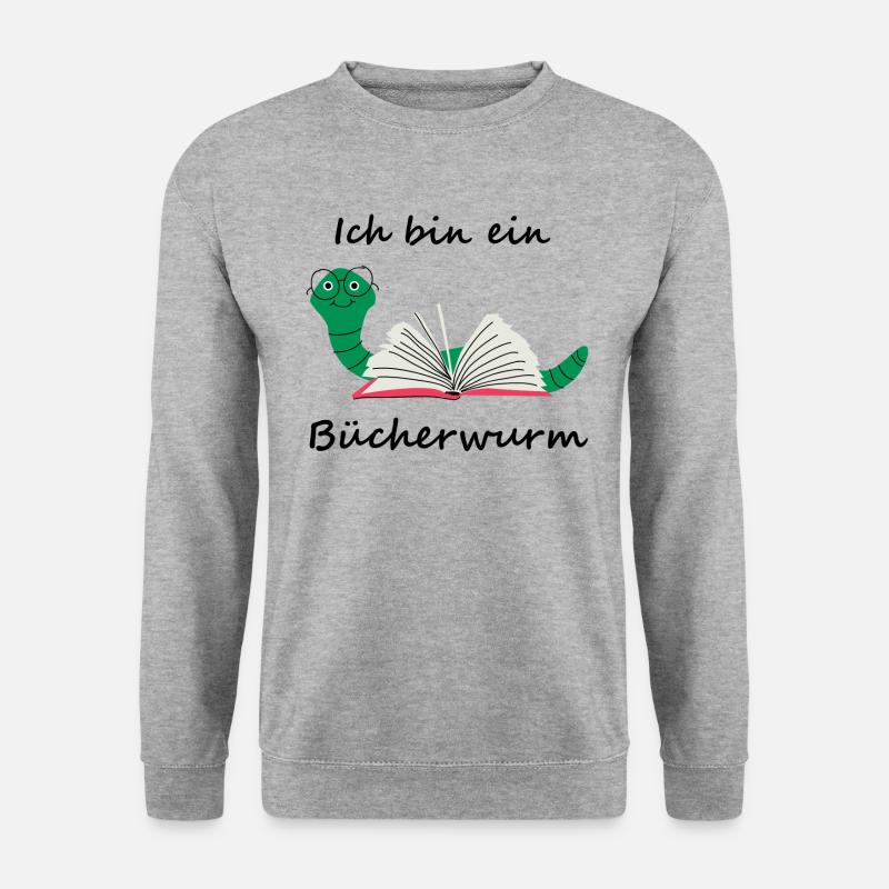 Ich bin ein Bücherwurm - Unisex Pullover - Weißgrau meliert