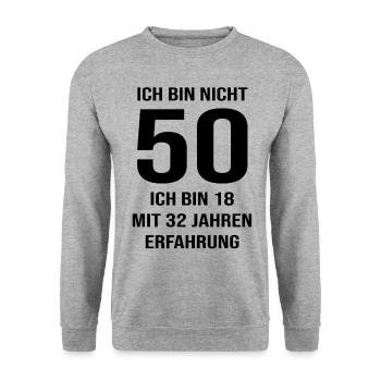 50. Geburtstag Geschenk - Unisex Pullover - Weißgrau meliert - Vorne - Alina (178cm) & Michal (187cm)