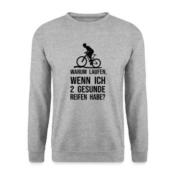 Lustiger Spruch Mountainbike - Fahrrad, witzig - Unisex Pullover - Weißgrau meliert - Vorne - Alina (178cm) & Michal (187cm)