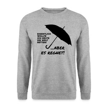 Eigentlich wollte ich heute die Welt retten - Unisex Pullover - Weißgrau meliert - Vorne - Alina (178cm) & Michal (187cm)