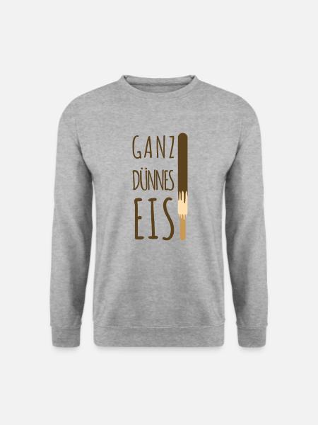 Ganz dünnes Eis - Schokoeis lustiger Sommer Spruch - Unisex Pullover - Weißgrau meliert