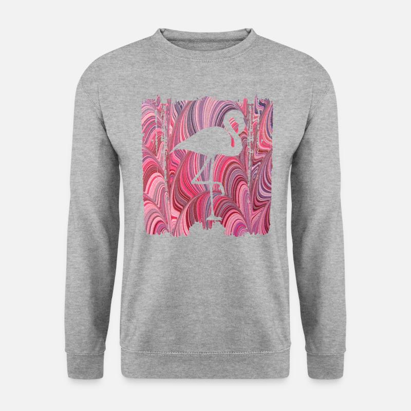 vogel e 117 flamingo - Unisex Pullover - Weißgrau meliert