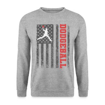 American Flag Dodgeball Player Coach Team Sports - Unisex Sweatshirt - salt & pepper - Front - Alina (178cm) & Michal (187cm)