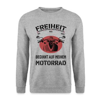 Bike Biker Motorradfahrer Freiheit Motorrad - Unisex Pullover - Weißgrau meliert - Vorne - Alina (178cm) & Michal (187cm)
