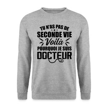 That's Why I'm a Doctor - Doctor Gift - Unisex Sweatshirt - salt & pepper - Front - Alina (178cm) & Michal (187cm)