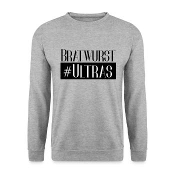 bratwurst ultras - Unisex Pullover - Weißgrau meliert - Vorne - Alina (178cm) & Michal (187cm)