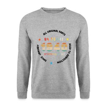 Awesome seit Januar 1940 Jahrgang 84 Jahre Geburtstag - Unisex Pullover - Weißgrau meliert - Vorne - Alina (178cm) & Michal (187cm)