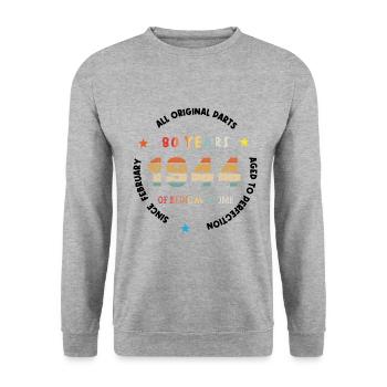 80 Years Old Made In 1944 Vintage February 1944 - Sweat-shirt Unisexe - gris chiné - Devant - Alina (178cm) & Michal (187cm)