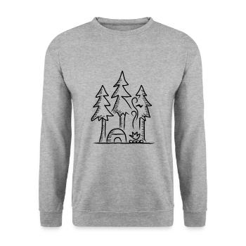 Camping Holiday Nature Camping Camping Gift Tent - Unisex Sweatshirt - salt & pepper - Front - Alina (178cm) & Michal (187cm)