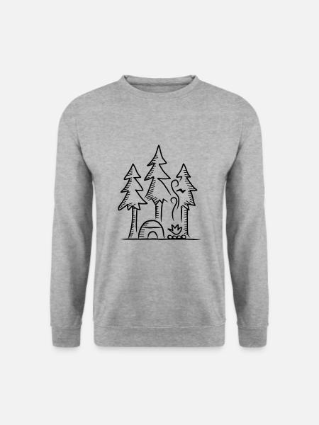 Camping Urlaub Natur Zelten Campen Geschenk Zelt - Unisex Pullover - Weißgrau meliert