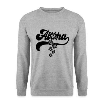 Color changeable | Aloha Hibiscus Blossoms - Unisex Sweatshirt - salt & pepper - Front - Alina (178cm) & Michal (187cm)